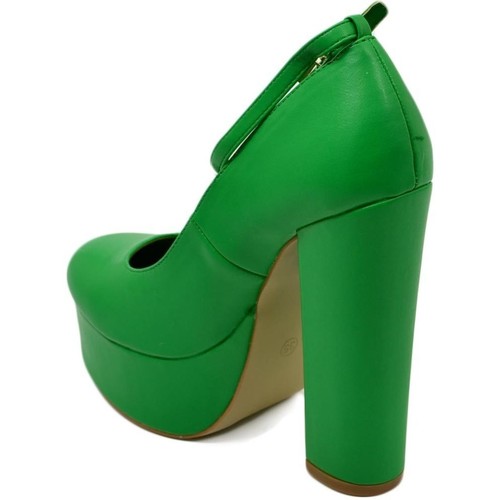 Scarpe Donna Décolleté Malu Shoes DECOLLETE DONNA IN PELLE VERDE TACCO DOPPIO 15 CM PLATEAU 6 CM Verde