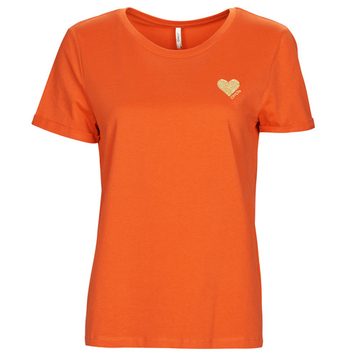 Abbigliamento Donna T-shirt maniche corte Only ONLKITA S/S LOGO TOP Arancio