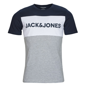 Abbigliamento Uomo T-shirt maniche corte Jack & Jones JJELOGO BLOCKING TEE Marine / Grigio / Bianco