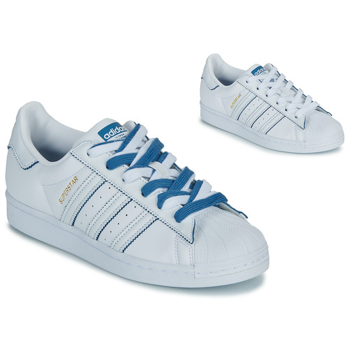 Scarpe Donna Sneakers basse adidas Originals SUPERSTAR W Bianco / Blu