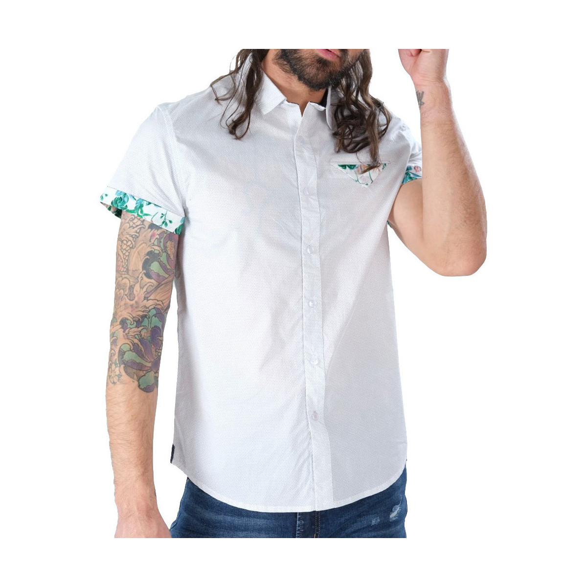Abbigliamento Uomo Camicie maniche corte Deeluxe 02T414M Bianco