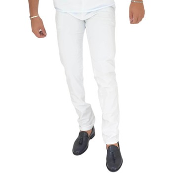 Abbigliamento Uomo Pantaloni Malu Shoes Pantaloni bianco cotone, Skinny Fit con tasca americana . Chius BIANCO