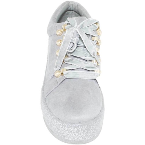 Scarpe Donna Sneakers basse Malu Shoes Sneakers bassa art.7666 nabuk grigio con fortino glitter e acce Grigio