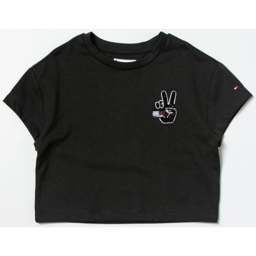 Abbigliamento Bambina T-shirt & Polo Tommy Hilfiger KG0KG06340T SPARKLE TEE-BDS Nero