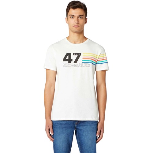 Abbigliamento Uomo T-shirt maniche corte Wrangler T-shirt  Rainbow Bianco
