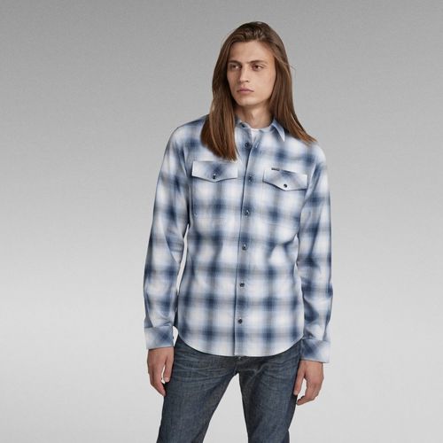 Abbigliamento Uomo Camicie maniche lunghe G-Star Raw D20165-D122 MARINE-D144 WHITE BLUE multicolore