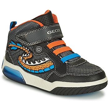 Scarpe Bambino Sneakers alte Geox J INEK B. C - MESH+ECOP BOTT Nero / Arancio