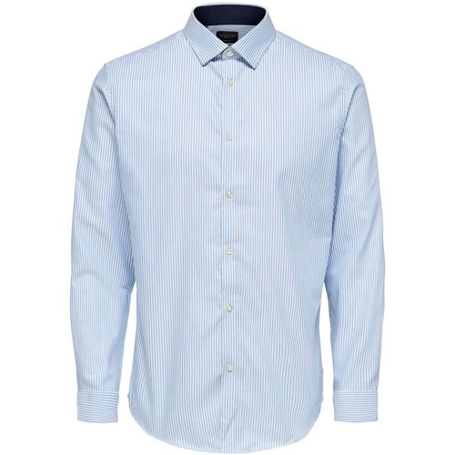Abbigliamento Uomo Camicie maniche lunghe Selected 16058640 NEW MARK-SKY BLUE STRIPES Blu