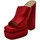 Scarpe Donna Sandali Malu Shoes SABOT DONNA TACCO IN RASO ROSSO TACCO DOPPIO 15 CM PLATEAU 6 CM Rosso