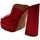 Scarpe Donna Sandali Malu Shoes SABOT DONNA TACCO IN RASO ROSSO TACCO DOPPIO 15 CM PLATEAU 6 CM Rosso