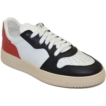 Malu Shoes Scarpa sneakers bianco multicolore uomo basic vera pelle lacci Rosso