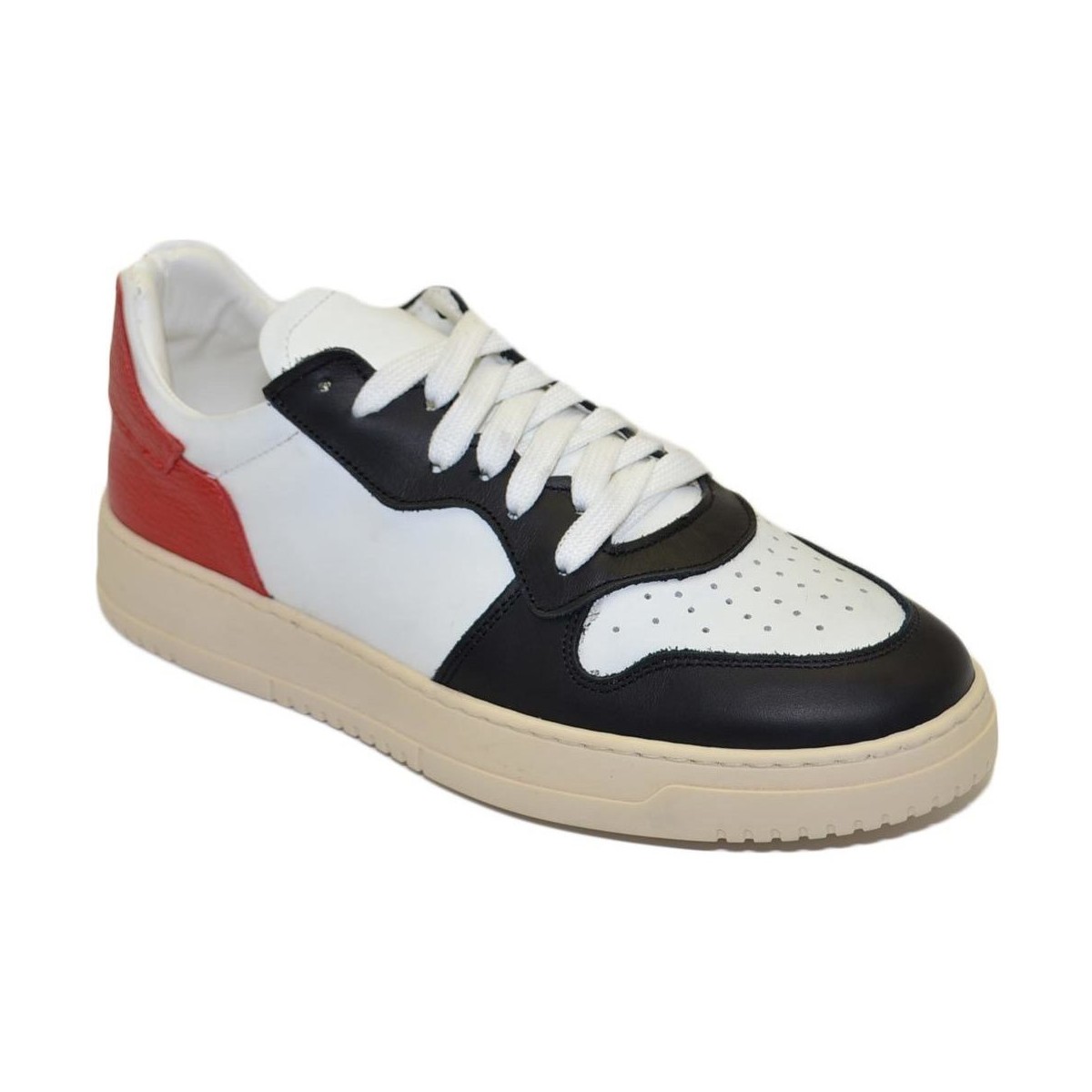 Scarpe Uomo Sneakers basse Malu Shoes Scarpa sneakers bianco multicolore uomo basic vera pelle lacci Rosso