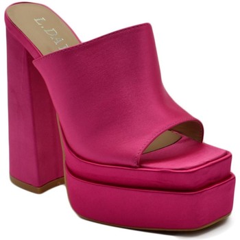 Scarpe Donna Sandali Malu Shoes SABOT DONNA TACCO IN RASO FUCSIA TACCO DOPPIO 15 CM PLATEAU 6 C Multicolore