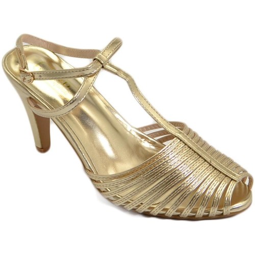 Scarpe Donna Sandali Malu Shoes Sandali tacco donna a fascette oroi effetto cromato anni 60 tac Oro