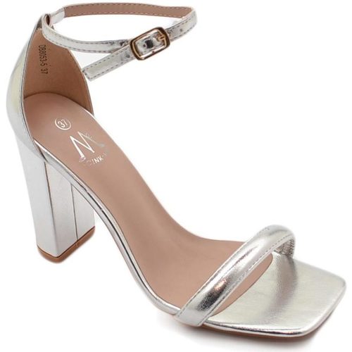 Scarpe Donna Sandali Malu Shoes Sandalo alto donna argento lucido con tacco doppio 10 cm cintur Multicolore