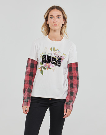 Abbigliamento Donna T-shirts a maniche lunghe Desigual CLEA Bianco / Multicolore