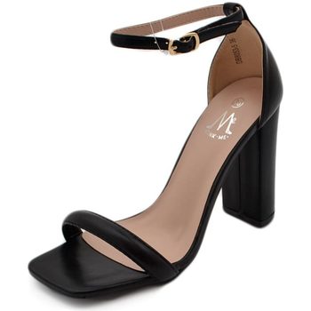 Scarpe Donna Sandali Malu Shoes Sandalo alto donna nero con tacco doppio 10 cm cinturino alla c Nero