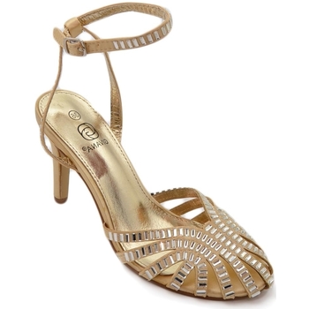 Scarpe Donna Sandali Malu Shoes Sandali tacco donna a fascette oro lucide con applicazioni anni Oro