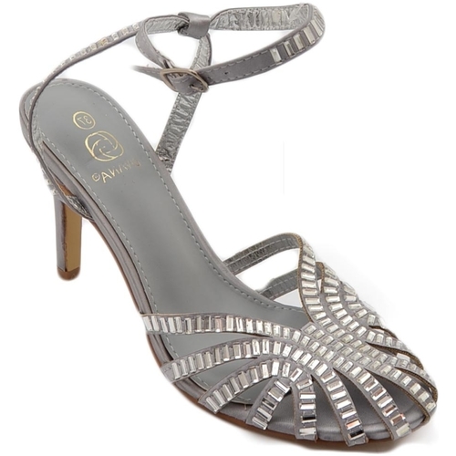 Scarpe Donna Sandali Malu Shoes Sandali tacco donna a fascette argento con applicazioni strass Multicolore