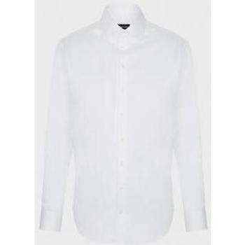 Abbigliamento Uomo Camicie maniche lunghe Emporio Armani - CAMICIA POPELINE COLLO SEMIFRANCESE Bianco