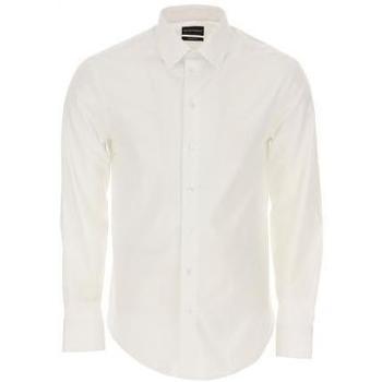 Abbigliamento Uomo Camicie maniche lunghe Emporio Armani -CAMICIA COLLO ITALIANO POPELINE Bianco
