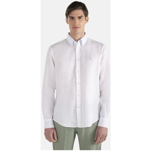 Abbigliamento Uomo Camicie maniche lunghe Harmont & Blaine - CAMICIA LINO BOTTON DOWN Bianco