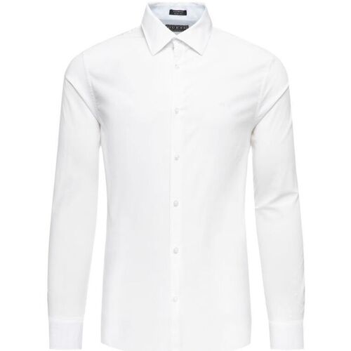 Abbigliamento Uomo Camicie maniche lunghe Guess M01H13 WCJQ0 ALAMEDA-FPP0 WHITE Bianco