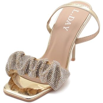 Scarpe Donna Sandali Malu Shoes Sandalo gioiello oro lucido donna tacco 10 fascia arricciata di Oro