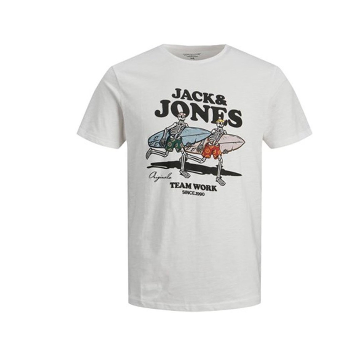 Abbigliamento Uomo T-shirt maniche corte Jack & Jones T-shirt Uomo Venice Bones Crew Bianco