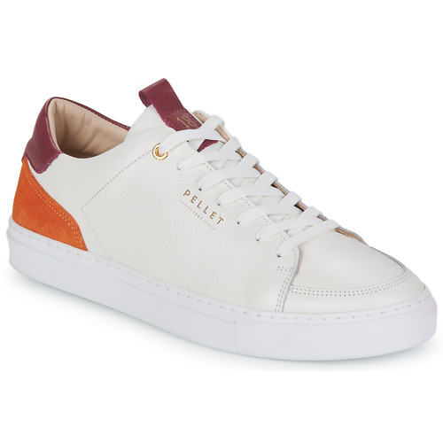 Scarpe Uomo Sneakers basse Pellet SIMON Veau / Graine / Bianco / Arancio