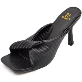Scarpe Donna Sandali Malu Shoes SANDALO SABOT MULES TACCO NERO A PUNTA QUADRATA CON NODO PLISSE Nero