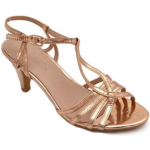 Scarpe Donna Sandali Malu Shoes Sandali tacco donna a fascette oro rosa anni 60 tacco a ronchet Oro