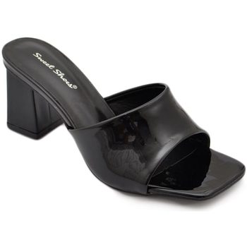 Scarpe Donna Sandali Malu Shoes Sandali donna mules sabot con tacco grosso 7 cm fascetta larga Nero