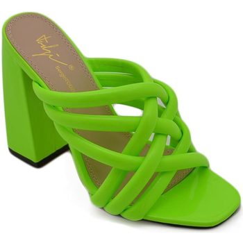 Image of Sandali Malu Shoes Scarpe Sandali donna mules pantofoline sabot verde lime fluo intreccia