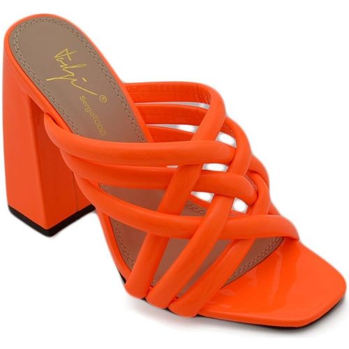 Scarpe Donna Sandali Malu Shoes Sandali donna mules pantofoline sabot arancio fluo intrecciato Multicolore