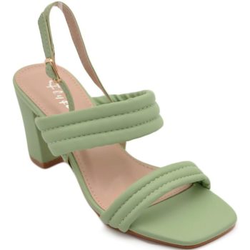 Scarpe Donna Sandali Malu Shoes Sandalo donna verde sabot con tacco largo comodo 5 cm doppia fa Verde