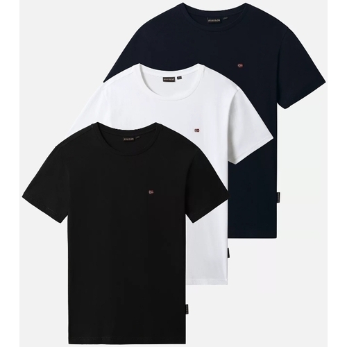 Abbigliamento Uomo T-shirt maniche corte Napapijri NP0A4GDO SALISTHREE 3 T-Shirt Nero Bianco Blu Multicolore