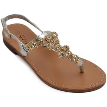 Scarpe Donna Sandali Malu Shoes Sandalo gioiello infradito argento pietre donna basso positano Multicolore