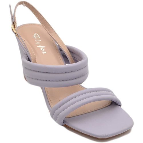 Scarpe Donna Sandali Malu Shoes Sandalo donna lilla sabot con tacco largo comodo 5 cm doppia fa Viola
