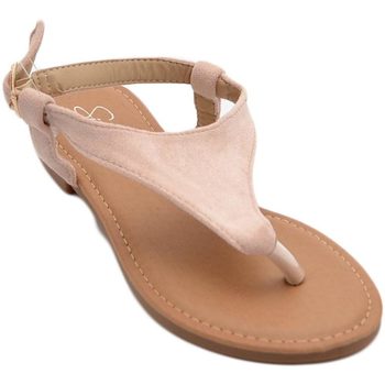Image of Sandali Malu Shoes Scarpe Sandalo basso beige infradito in morbida alcantara cinturino al