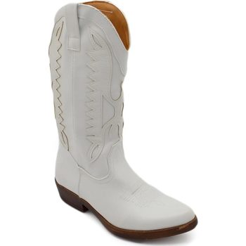 Malu Shoes Stivali donna camperos texani stile western bianco con fantasia Bianco