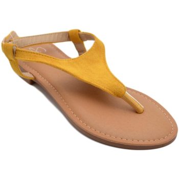 Scarpe Donna Sandali Malu Shoes Sandalo basso giallo infradito in morbida alcantara cinturino a Giallo