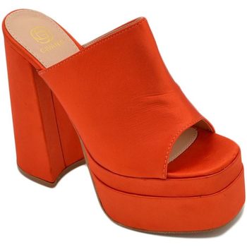 Scarpe Donna Sandali Malu Shoes SABOT DONNA TACCO IN RASO ARANCIONE TACCO DOPPIO 15 CM PLATEAU Multicolore
