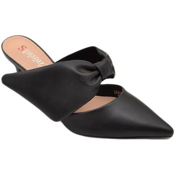 Scarpe Donna Décolleté Malu Shoes Decollete' donna tacco sottile 7 comfort nero in raso con fiocc Nero