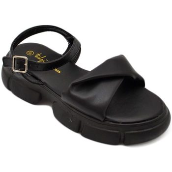 Scarpe Donna Sandali Malu Shoes Sandali donna donna platform zeppa nera con fascia inbottitae c Nero