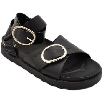 Scarpe Donna Sandali Malu Shoes Sandali donna donna platform zeppa nero con fascia larga incroc Nero