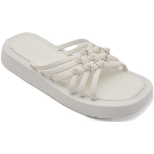 Scarpe Donna Ciabatte Malu Shoes Pantofola ciabatta donna platform zeppa in gomma bianco con fas Bianco