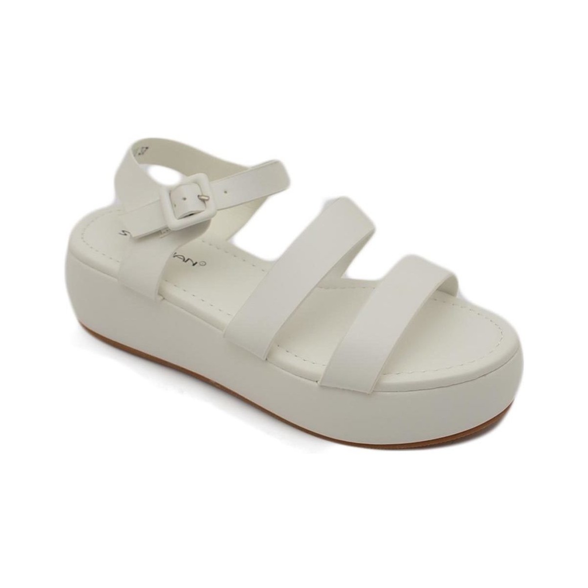Scarpe Donna Sandali Malu Shoes Sandali donna donna platform zeppa bianco con doppia fascia imb Bianco