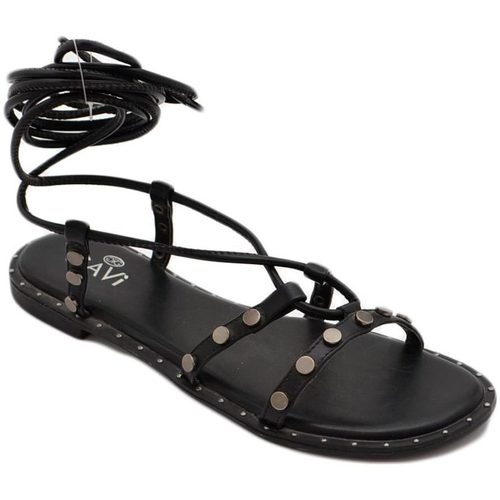 Scarpe Donna Sandali Malu Shoes Sandalo basso Positano nero alla schiava con fascette sottili b Nero