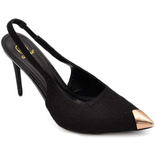 Scarpe Donna Décolleté Malu Shoes Decollete' donna nero alto tacco a spillo 12 cm aperto dietro p Nero